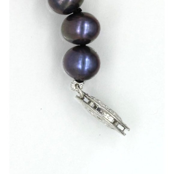 925 STERLING genuine black pearls designer signed bracelet 7 1/2" - Picture 3 of 6